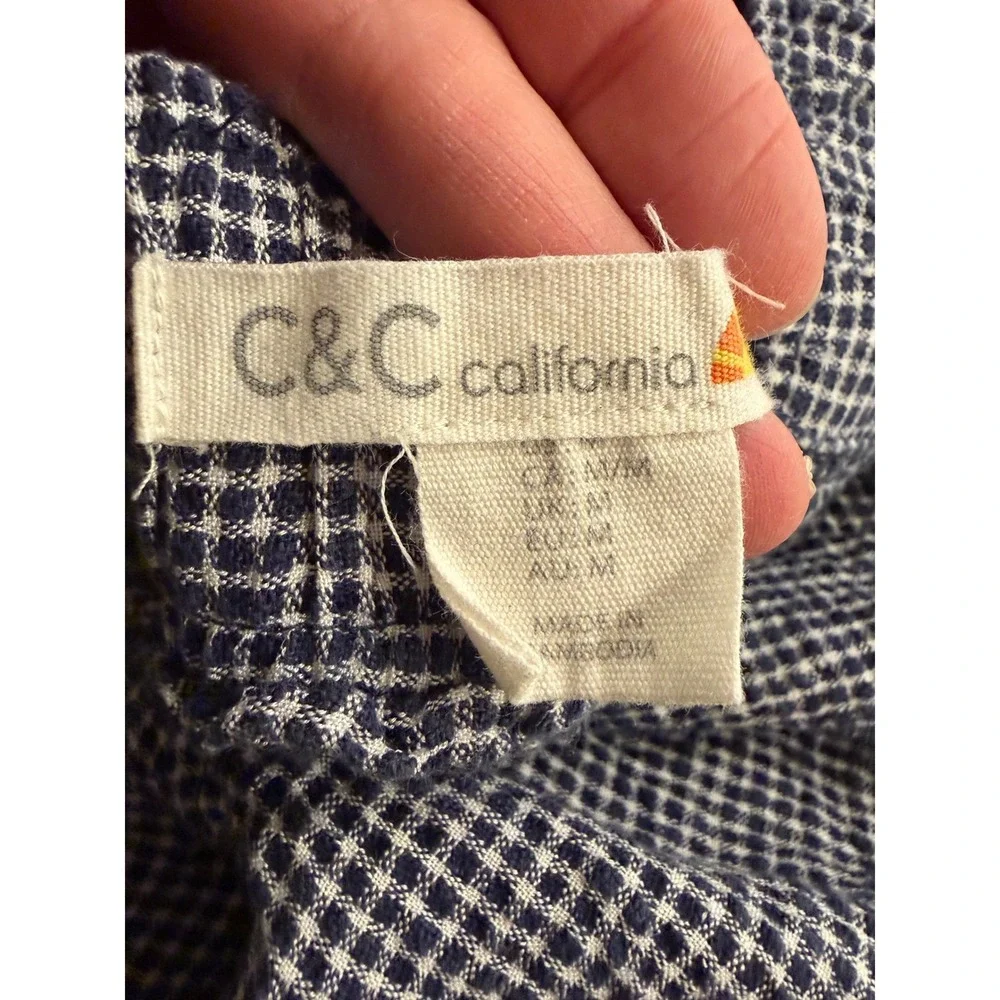 C&C California Women's‎ Cropped Wide Leg Pants Navy White Gingham Size M